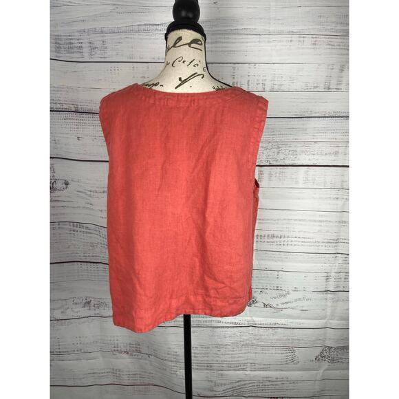 Cut Loose Linen Tank Womens L Flamingo Pink Sleeveless Crew Neck Summer - Picture 4 of 9